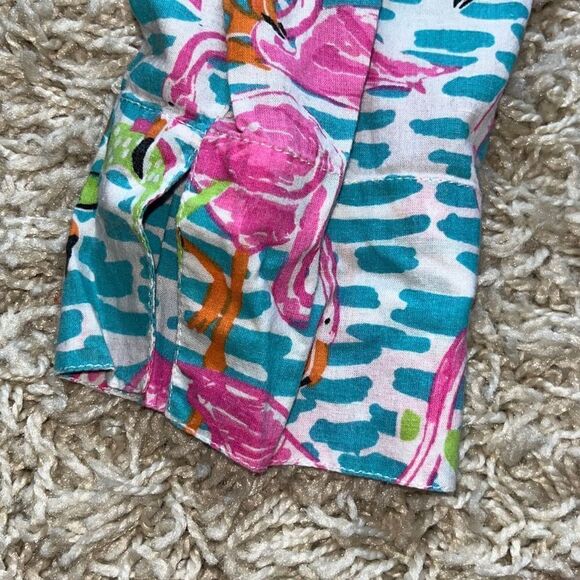 Gretchen Scott Cotton Gauze Tunic Beach Cover Up Pink Flamingos Small S EUC - Picture 9 of 15